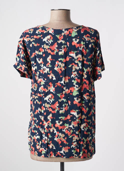 Blouse tissage popeline manches courtes bleu ICHI femme