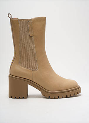 Bottines/boots tissage satiné talon de 4 à 6cm beige EMILIE KARSTON femme