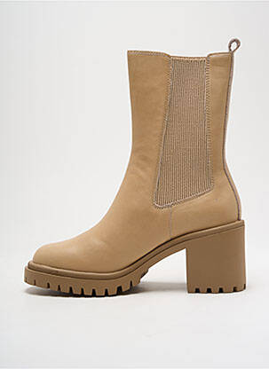 Bottines/boots tissage satiné talon de 4 à 6cm beige EMILIE KARSTON femme
