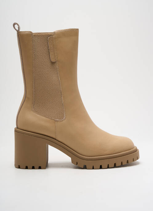 Bottines/boots tissage satiné talon de 4 à 6cm beige EMILIE KARSTON femme