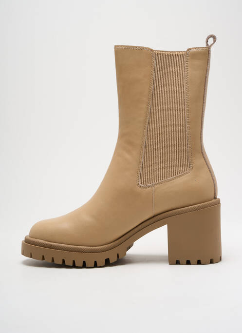 Bottines/boots tissage satiné talon de 4 à 6cm beige EMILIE KARSTON femme