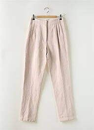 Pantalon chino fermeture zippée sous rabat avec crochet taille haute rose FORTE-FORTE femme