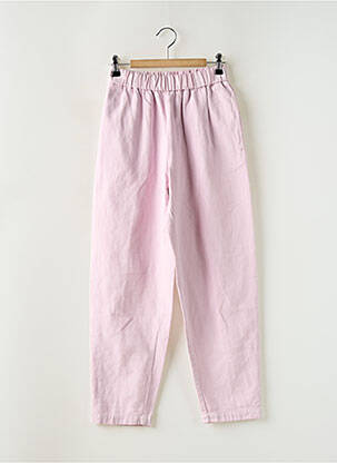 Pantalon droit tissage popeline taille haute rose POMANDERE femme