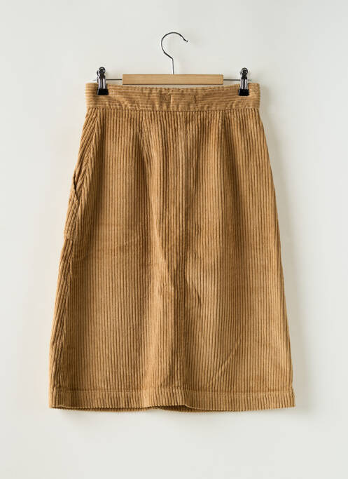 Jupe mi-longue taille à pinces marron MASSCOB femme