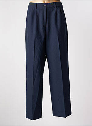 Pantalon droit taille à pinces taille haute bleu LAURA URBINATI femme