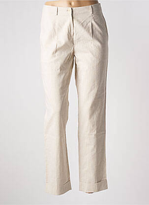 Pantalon droit stretch taille haute beige LAURA URBINATI femme