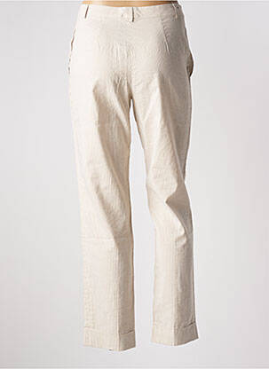 Pantalon droit stretch taille haute beige LAURA URBINATI femme