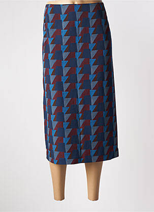 Jupe mi-longue taille à pinces bleu LAURA URBINATI femme