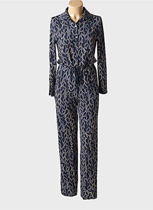 Combi-pantalon fermeture boutonnée sur le devant manches longues bleu SIYU femme