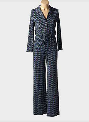 Combi-pantalon fermeture boutonnée sur le devant manches longues bleu SIYU femme