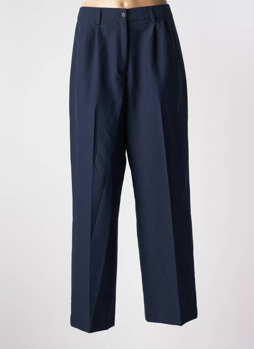 Pantalon droit tissage crêpe taille haute bleu LAURA URBINATI femme