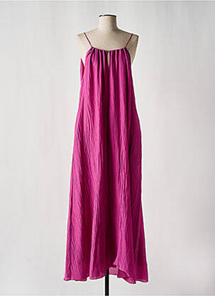 Robe longue doublure fines bretelles violet POMANDERE femme
