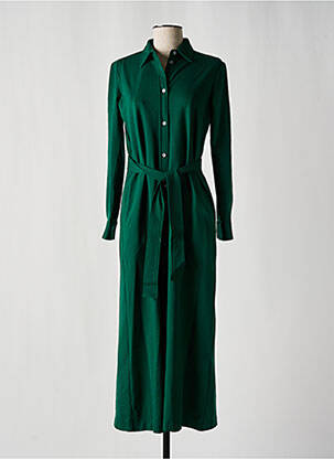 Robe mi-longue manches longues manches longues vert CALIBAN femme