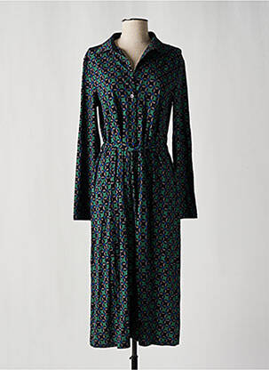 Robe mi-longue imprimé fantaisie manches longues vert SIYU femme
