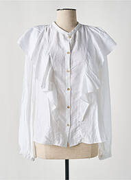 Chemisier col mao manches longues blanc FORTE-FORTE femme