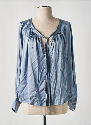 Blouse poignets boutonnés avec fente manches longues bleu SHIRT C-ZERO femme