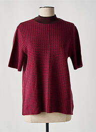 Pull maille fine manches courtes rouge SIYU femme