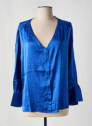 Blouse poignets boutonnés avec fente manches longues bleu SHIRT C-ZERO femme