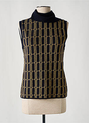 Pull col roulé coupe cintrée sans manche bleu SIYU femme