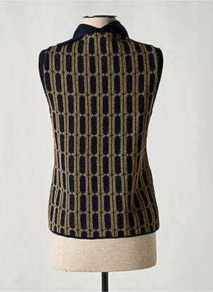 Pull col roulé coupe cintrée sans manche bleu SIYU femme