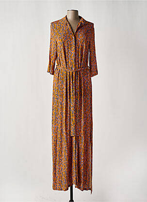 Robe longue imprimé fantaisie manches longues orange SIYU femme