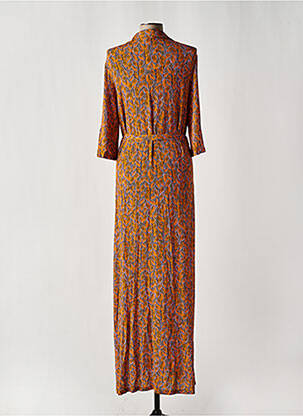 Robe longue imprimé fantaisie manches longues orange SIYU femme