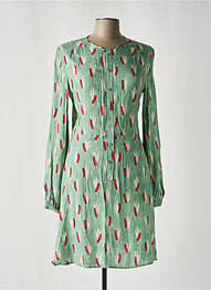 Robe mi-longue imprimé fantaisie manches longues vert KRISTINA TI femme