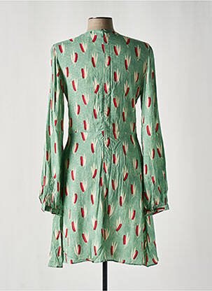 Robe mi-longue imprimé fantaisie manches longues vert KRISTINA TI femme