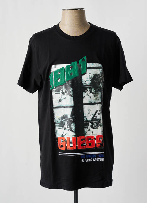 T-shirt noir GUESS pour homme