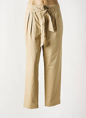 Pantalon chino tissage popeline taille haute beige ESPRIT femme