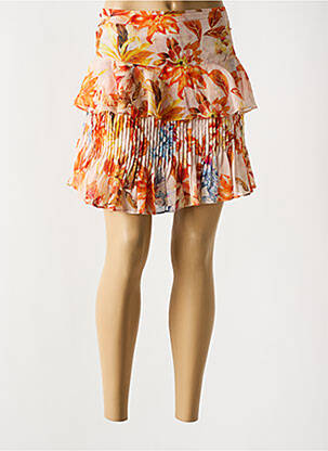 Jupe courte coupe évasée orange GUESS femme