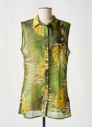 Chemisier tissage crêpe sans manche vert GUESS femme