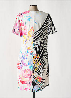 Robe mi-longue imprimé fantaisie manches courtes blanc MISSY femme