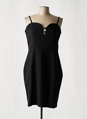 Robe mi-longue tissage crêpe fines bretelles noir MORGAN femme