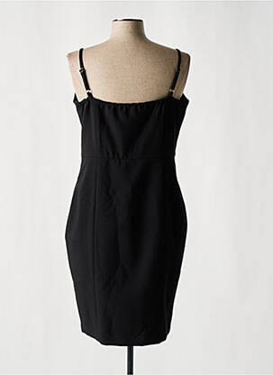 Robe mi-longue tissage crêpe fines bretelles noir MORGAN femme