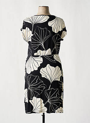 Robe mi-longue imprimé fantaisie manches courtes noir GEISHA femme