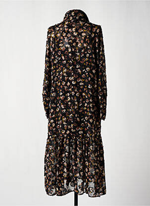 Robe mi-longue imprimé fantaisie manches longues noir MOLLY BRACKEN femme