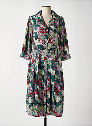 Robe mi-longue manches 3/4 manches 3/4 vert LILI SIDONIO femme