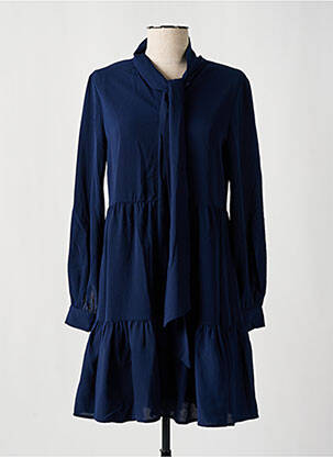 Robe courte coupe évasée manches longues bleu MOLLY BRACKEN femme