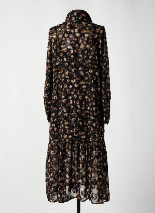 Robe mi-longue imprimé fantaisie manches longues noir MOLLY BRACKEN femme