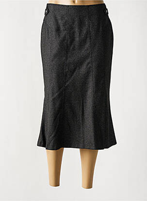 Jupe mi-longue coupe droite évasée sur le bas noir OLSEN femme