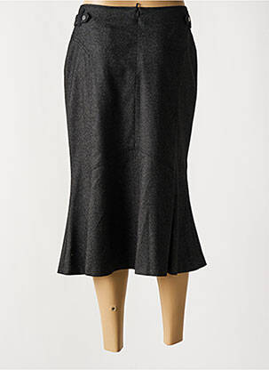 Jupe mi-longue coupe droite évasée sur le bas noir OLSEN femme