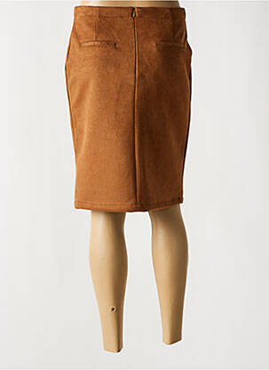 Jupe mi-longue taille à pinces marron FELINO femme