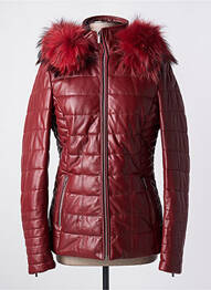 Veste en cuir fourrure synthétique rouge ROSE GARDEN femme