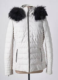 Veste en cuir fourrure synthétique blanc ROSE GARDEN femme