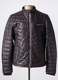 Veste en cuir coupe droite marron DAYTONA homme