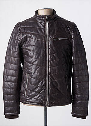 Veste en cuir coupe droite marron DAYTONA homme