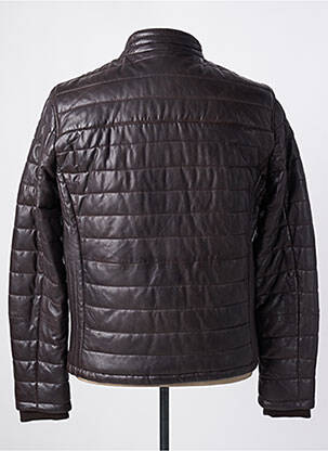 Veste en cuir coupe droite marron DAYTONA homme
