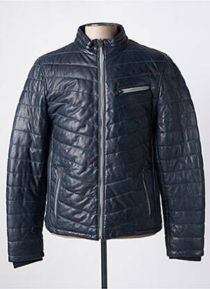 Veste en cuir poches bleu DAYTONA homme