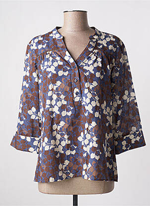 Blouse imprimé fantaisie manches 3/4 marron DEVERNOIS femme